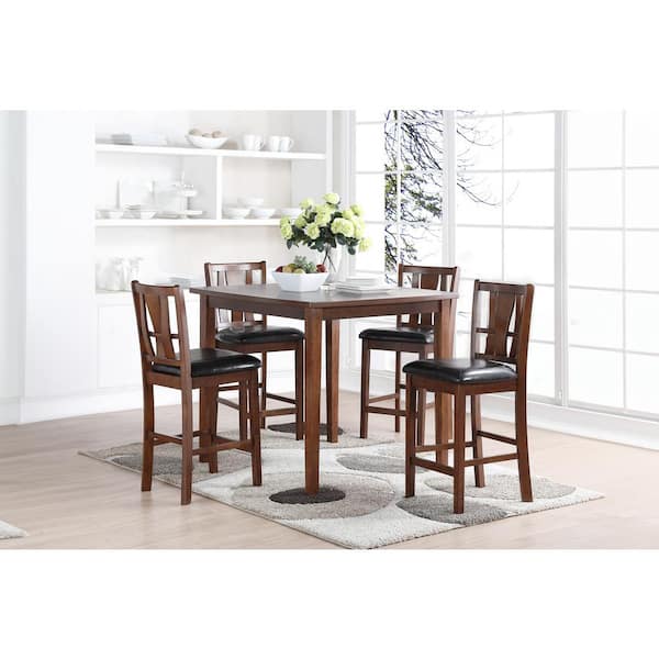 NEW CLASSIC HOME FURNISHINGS New Classic Furniture Dixon 5-piece Wood Top Square Counter Dining Set, Dark Espresso