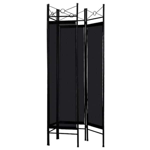 Details about   Black 4 Panel Room Divider Privacy Screen Home Office Fabric Metal Frame