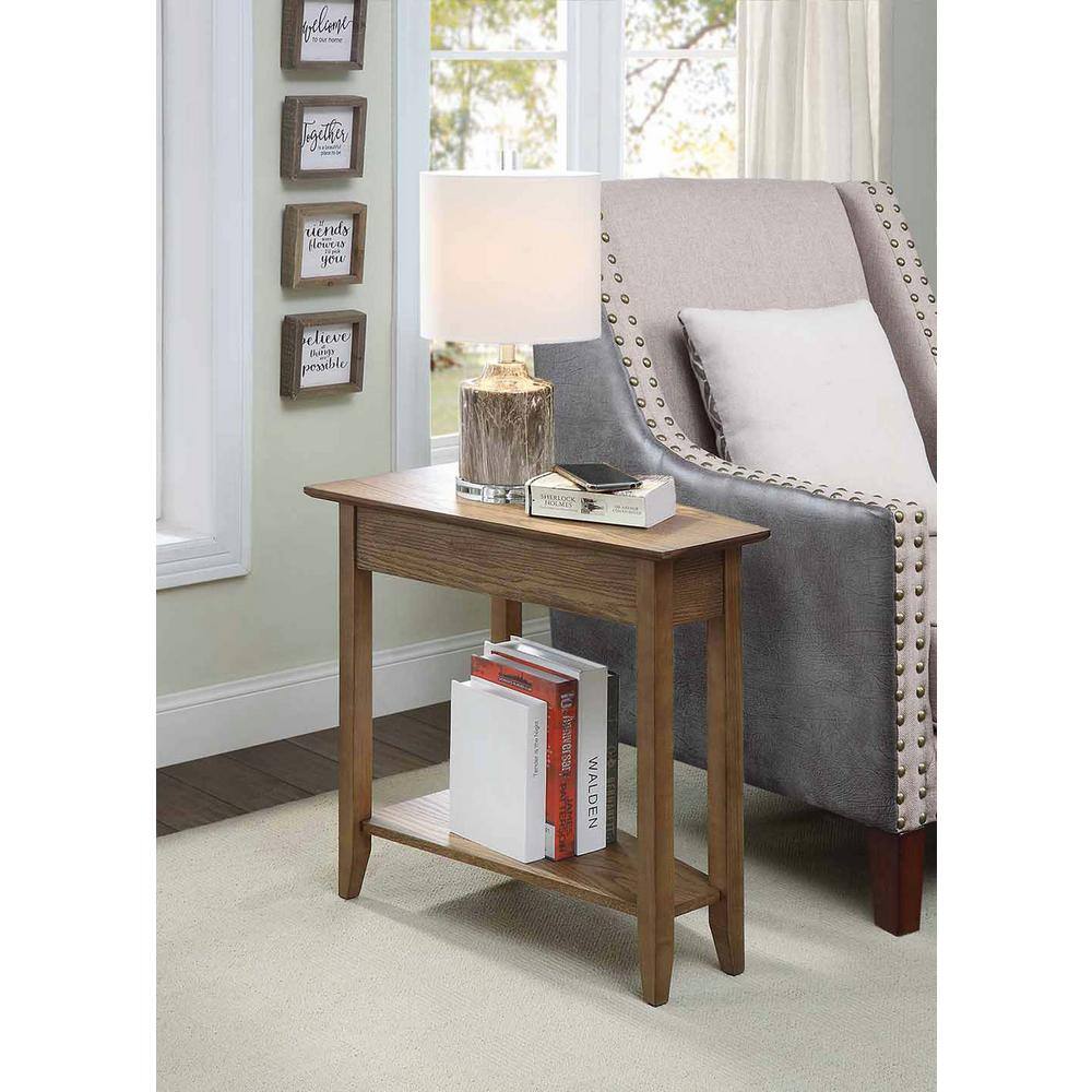 Driftwood Triangular Wood End Table with Shelf, 24" x 16" x 24"