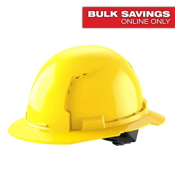 BOLT Yellow Type 1 Class C Full Brim Vented Hard Hat with 4 Point Ratcheting Suspension