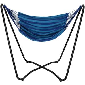 5 ft. Fabric Hanging Hammock Chair with Space-Saving Stand in Beach Oasis