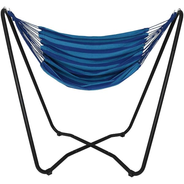 Sunnydaze Decor 5 ft. Fabric Hanging Hammock Chair with Space-Saving Stand in Beach Oasis