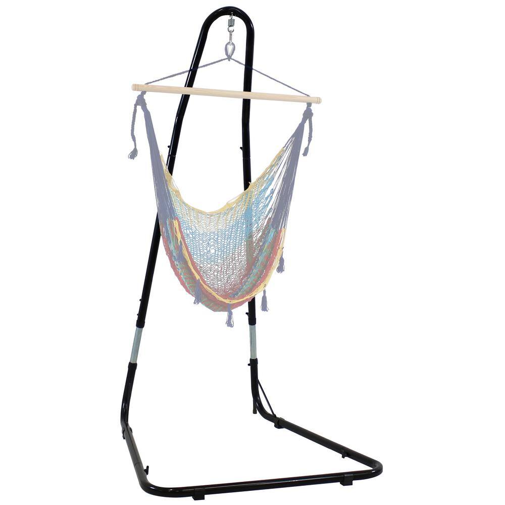 Adjustable Black Powder-Coated Steel Hammock Chair Stand