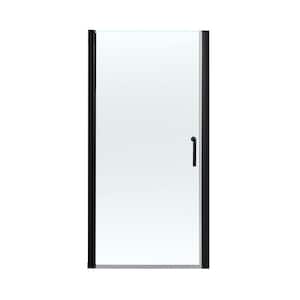 30 in. W x 72 in. H Pivot Swing Semi-Frameless Shower Door in Matte Black with Tempered Clear Glass