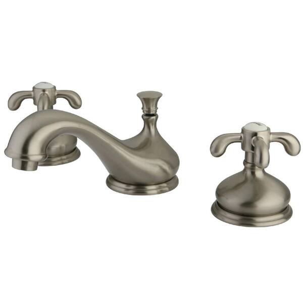 Kingston Brass French Country 2 Handle 8 In Widespread Bathroom Faucets With Brass Pop Up In 3825