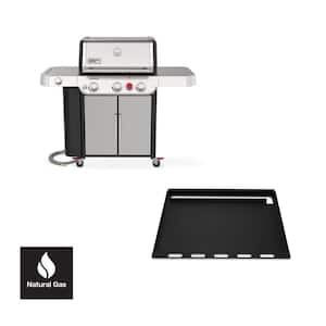 Genesis S-335 3-Burner Natural Gas Grill in Stainless Steel with Full Size Griddle Insert