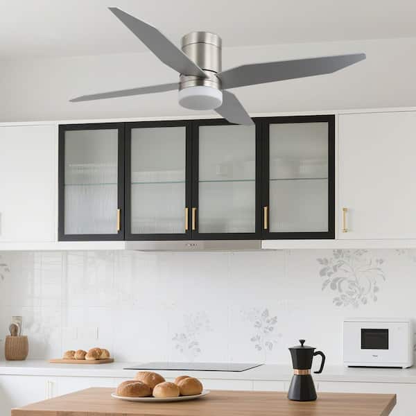 Keazile 52 in. Modern Rustic Flush Mount Ceiling Fan with Light, 4