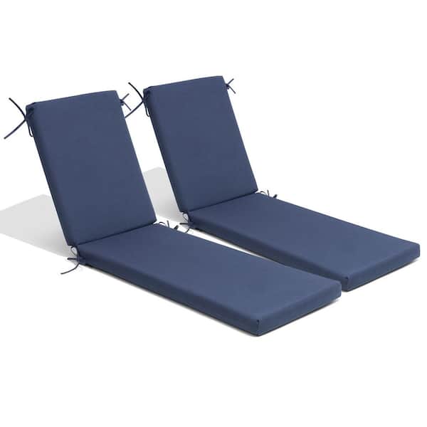 21 in. x 72 in. Polyester 2-Piece Deep Seating Outdoor Chaise Lounge Cushion in Navy Blue