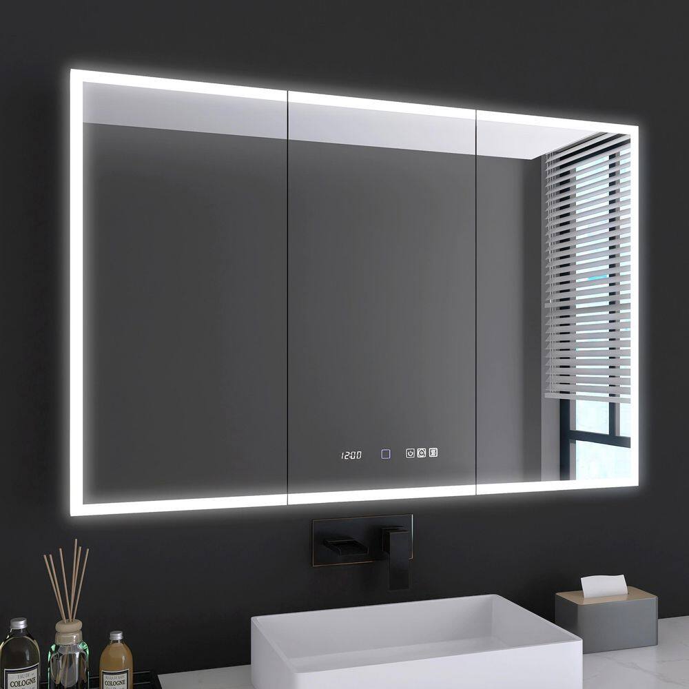 HHG 48 in. W x 32 in. H Rectangular Silver Aluminum Recessed/Surface Mount Medicine Cabinet with Mirror and LED price history on PriceWatchPro