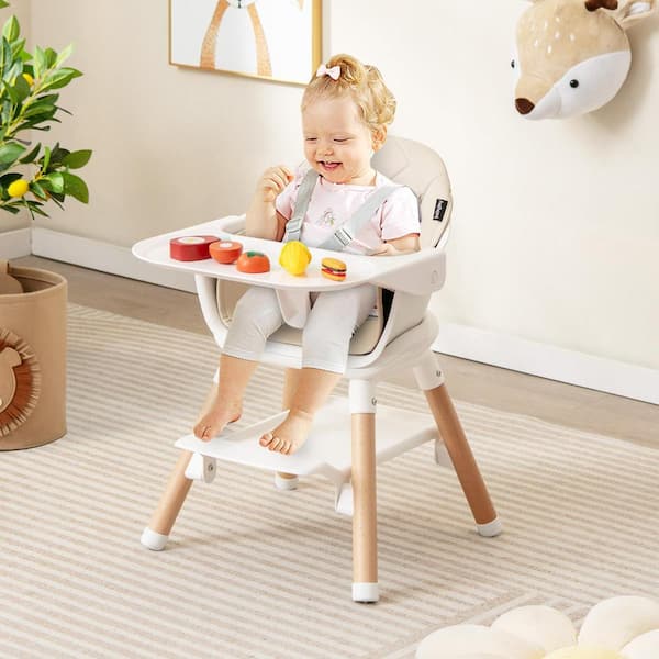 Bunpeony 6 in 1 Convertible Baby High Chair with Removable Tray