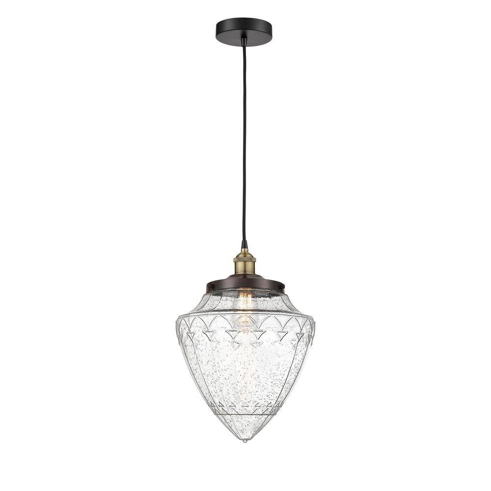 Bullet 100-Watt 1-Light Black Antique Brass Standard Mini Pendant Light with Seeded Glass Shade, No Bulbs Included price history on PriceWatchPro