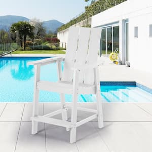 Plastic Barstool Adirondack Chair Outdoor Bar Stool 300 lbs. for Deck and Balcony, White