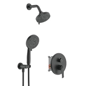 MINT 7-Spray Patterns 2 GPM 5 in. Wall Mount Fixed Shower Head with Hand Shower Head in Matte Black (Valve Included)