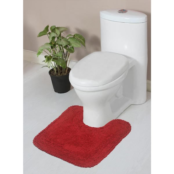 HOME WEAVERS INC Radiant Collection 100% Cotton Bath Rugs Set, Machine Wash, 20 in. x20 in. Contour, Red