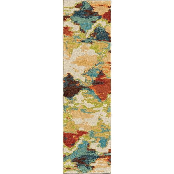 Orian Rugs Vibrant Mirage Multi Distressed 2 ft. x 8 ft. Indoor Runner Rug