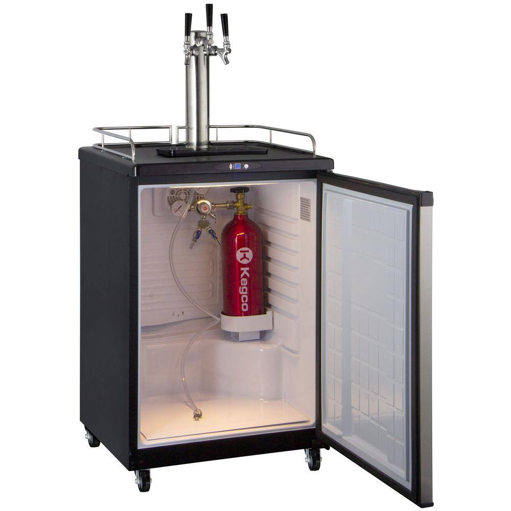 24" Stainless Steel Triple Tap Freestanding Kegerator with Adjustable Temperature