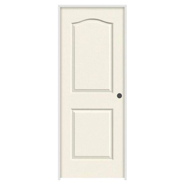 JELD-WEN 28 in. x 80 in. Princeton Vanilla Painted Left-Hand Smooth Solid Core Molded Composite MDF Single Prehung Interior Door