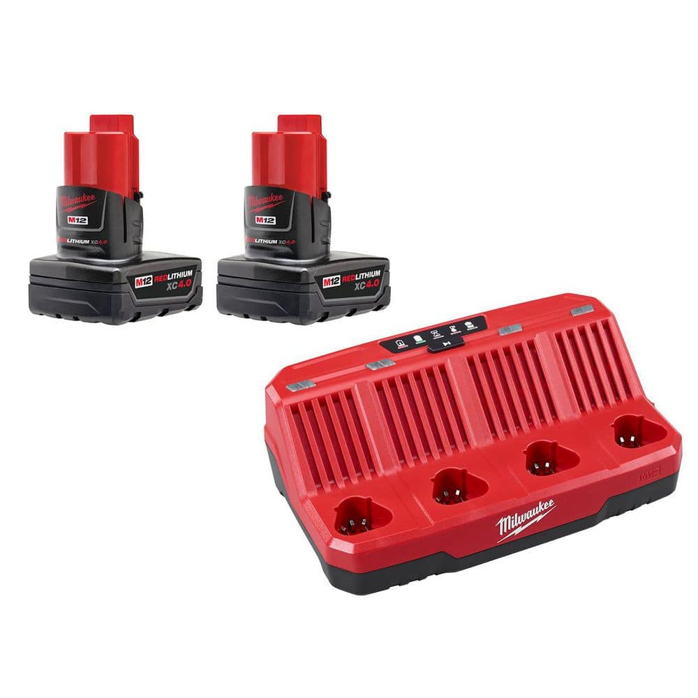 M12 12-Volt Lithium-Ion XC Extended Capacity 4.0 Ah Battery Pack (2-Pack) with M12 4 Port Charger price history on PriceWatchPro