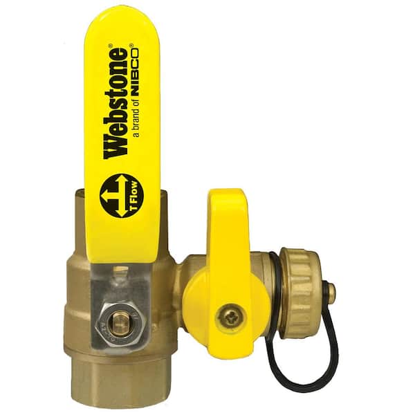 Webstone, a brand of NIBCO 3/4 in. Forged Brass Full Port SWT x FIP Lead Free Ball Valve with Hi-Flow Hose Drain and Reversible Handle