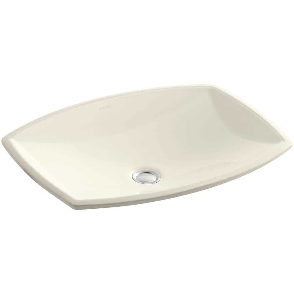 Kohler Kelston Vitreous China Undermount Bathroom Sink With Overflow Drain In Biscuit With Overflow Drain K 2382 96 The Home Depot