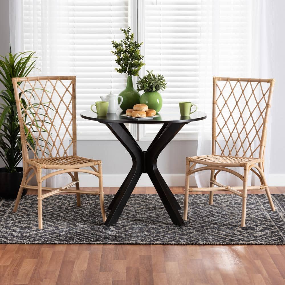 Tropical Serenity Rattan and Cane Bohemian Dining Chair Set