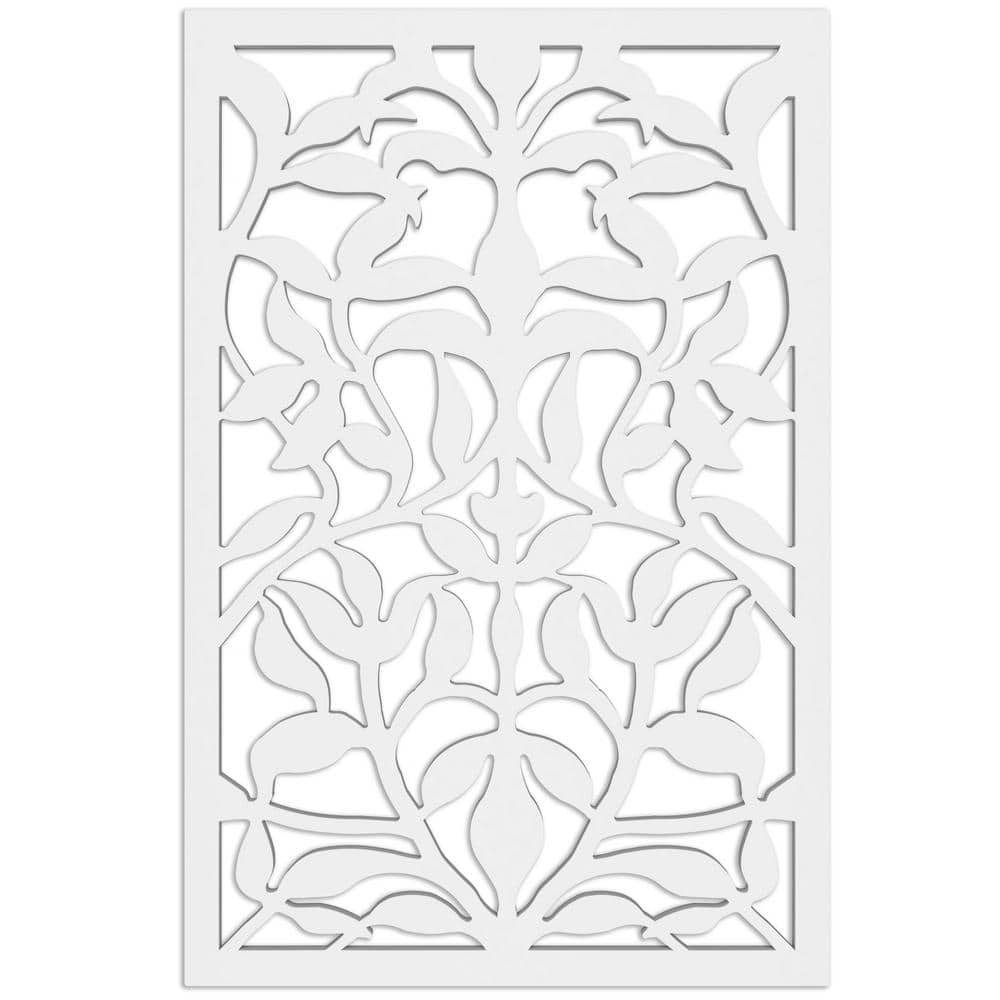 Olive Branch 4 ft. x 32 in. White Vinyl Decorative Screen Panel
