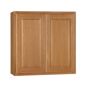Hampton Medium Oak Raised Panel Stock Assembled Wall Kitchen Cabinet (30 in. x 30 in. x 12 in.)
