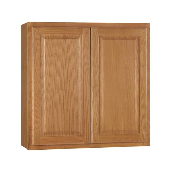 Hampton Bay Hampton Medium Oak Raised Panel Stock Assembled Wall Kitchen Cabinet (30 in. x 30 in. x 12 in.)