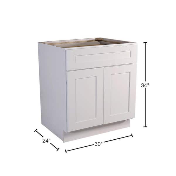 Design House Brookings Solid Wood Assembled Shaker 30 in. x 34.5 in. x 24 in. 2 Door 1 Drawer Base Kitchen Cabinet B30 in White