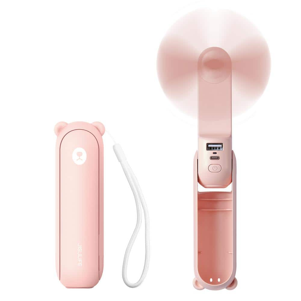 5 in. Personal Fan in Pink with 4500mAh Battery -  JISULIFE