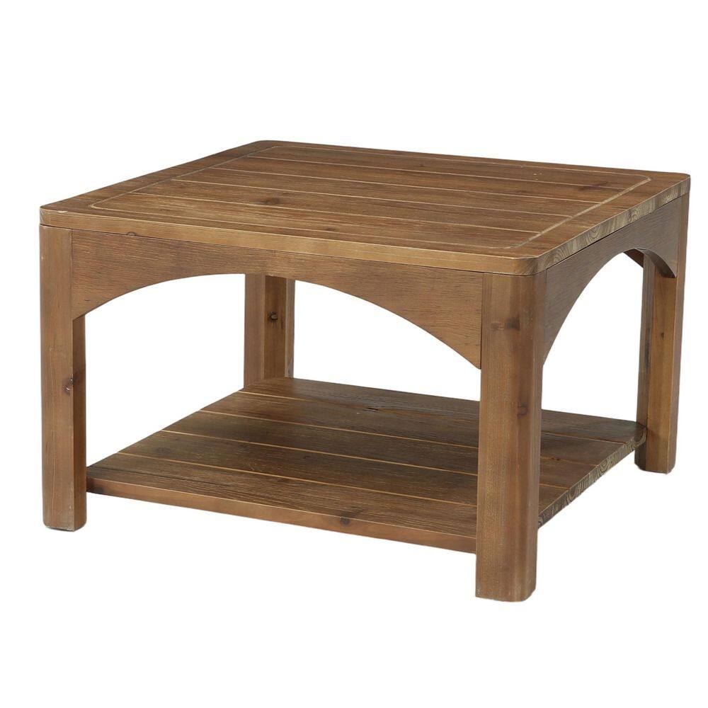 Allan 31.5 in. Brown 2-Tier Center Table, Farmhouse Square Solid Wood Coffee Table, Rustic Tea Table for Living Room price history on PriceWatchPro