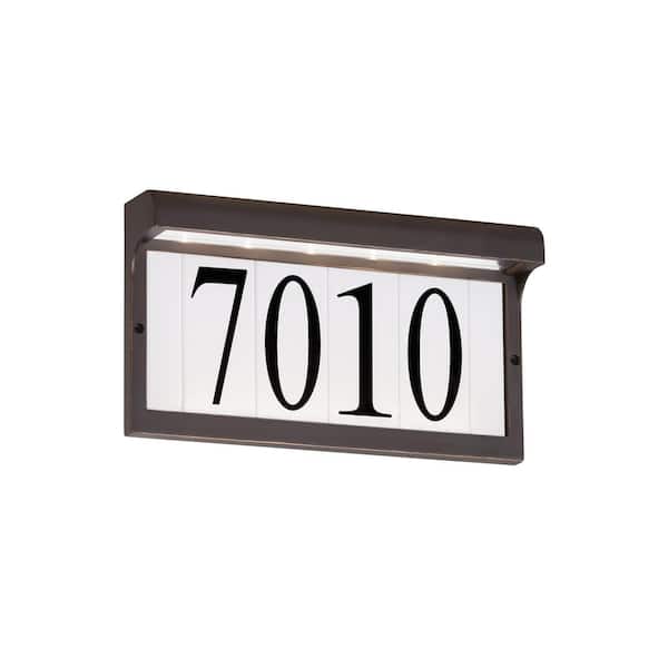 Rectangular Antique Bronze Lighted LED Outdoor Wall Mount Address Light Wall Lantern Sconce