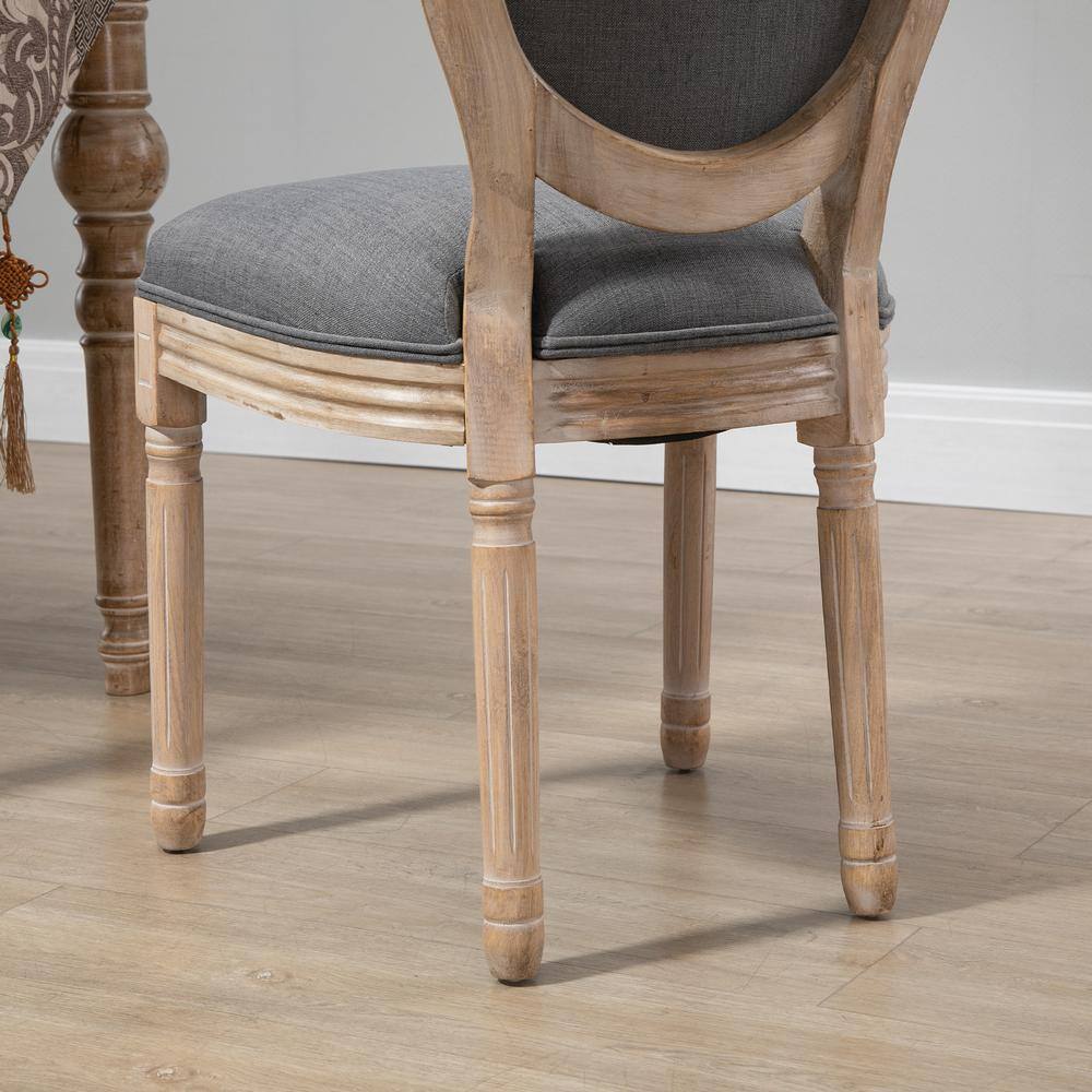 Elegant Gray Linen Upholstered Parsons Side Chair with Wood Accents