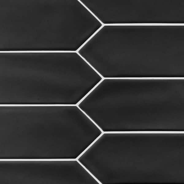 Matte Black 3 in. x 12 in. Ceramic Picket Wall Tile (9.33 sq. ft./Case)