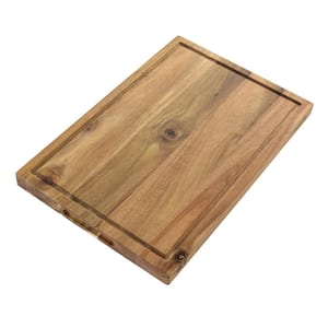 Archer 18 in. x 12 in. Rectangle Acacia Wood Edge Grain Cutting Board with Groove Handles
