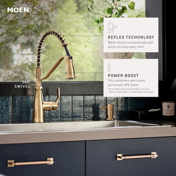 Nolia Single-Handle Pre-Rinse Spring Pulldown Sprayer Kitchen Faucet with Power Boost in Spot Resist Stainless