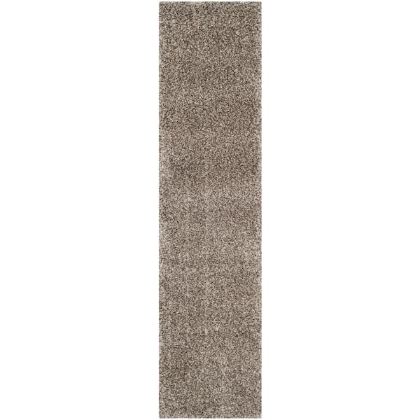 Milan Shag Gray 2 ft. x 20 ft. Solid Flokati Runner Rug
