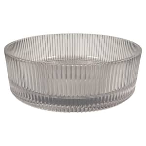 Cowrie Timeless Smoky Gray Tempered Glass Crystal Round Vessel Sink - 16 in.