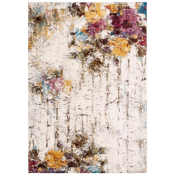 Aria Cream/Olive 4 ft. x 6 ft. Geometric Area Rug