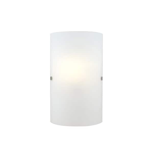 Eglo Troy 3 3 in. W x 11.8 in. H 1-Light Matte Nickel Wall Sconce with Frosted Glass Shade