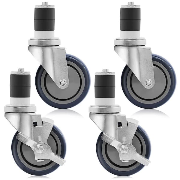 GRIDMANN 4 in. Caster Wheel Set for Stainless Steel Silver Commercial Kitchen Prep Table-(Set of 4)
