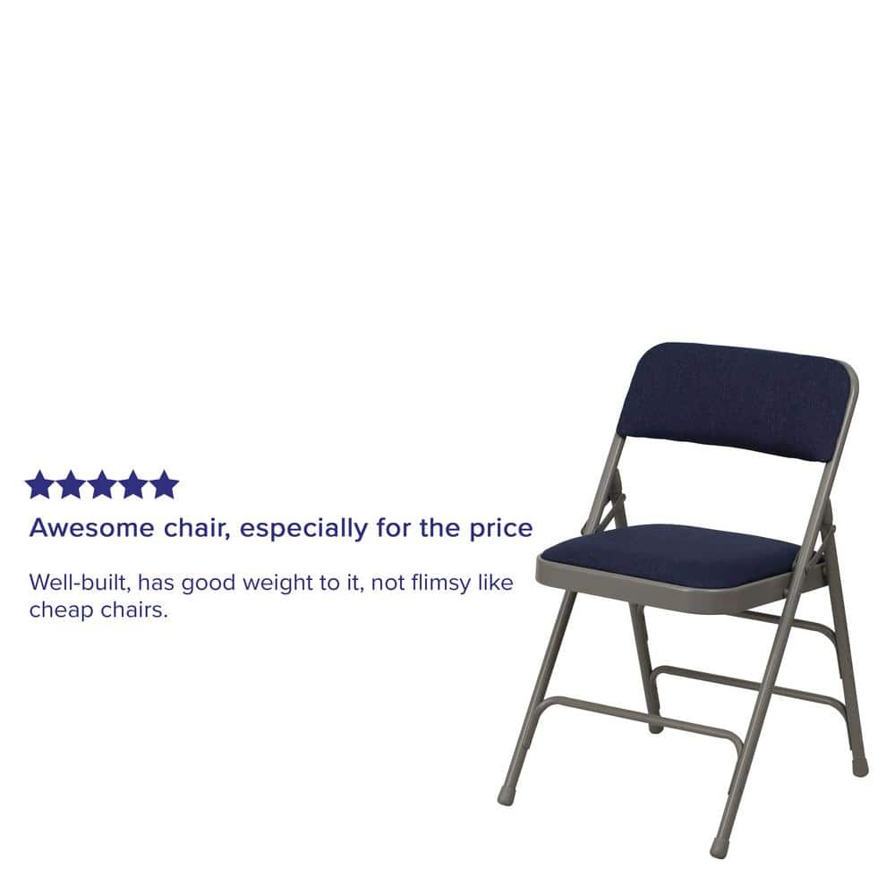 Navy Fabric Metal Folding Reception Chair with Padded Seat