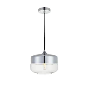 Timeless Home 9.8 in. 1-Light Chrome And Clear Pendant Light, Bulbs Not Included