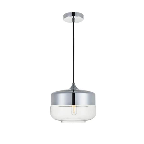 Unbranded Timeless Home Ada 1-Light Pendant in Chrome with 9.8 in. W x 7.1 in. H Clear Glass Shade
