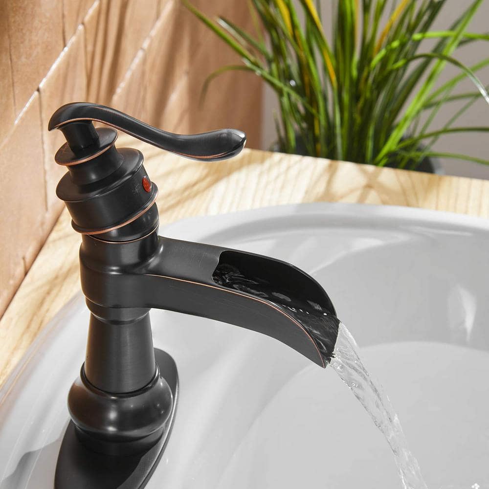 Oil Rubbed Bronze Single Handle Waterfall Bathroom Faucet