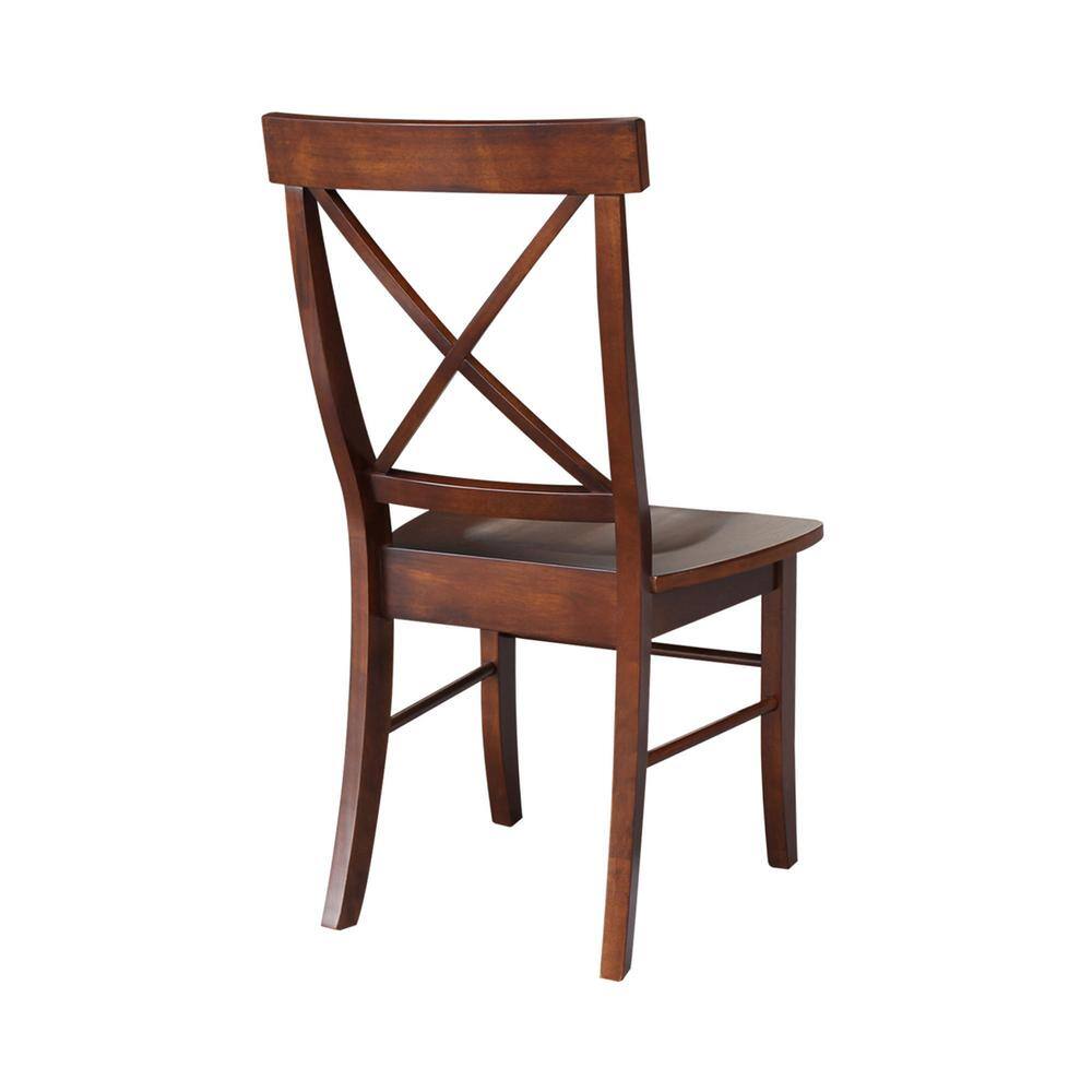 Espresso High Cross Back Solid Wood Side Chairs, Set of 2