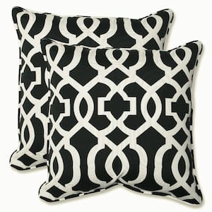 Black Square Outdoor Square Throw Pillow 2-Pack