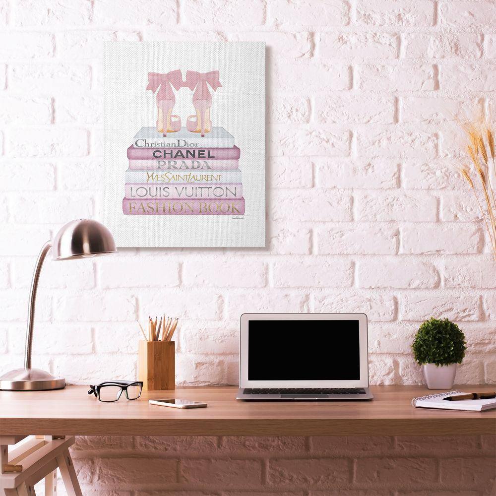 Pink and White Fashion Bookstack Canvas Wall Art for Nursery