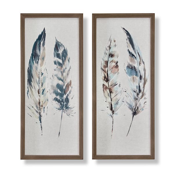 Art for the Home Painterly Feathers Framed Canvas Wall Art Set of 2
