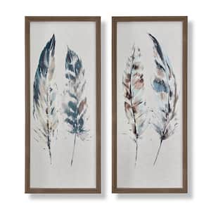 Painterly Feathers Framed Canvas Wall Art Set of 2